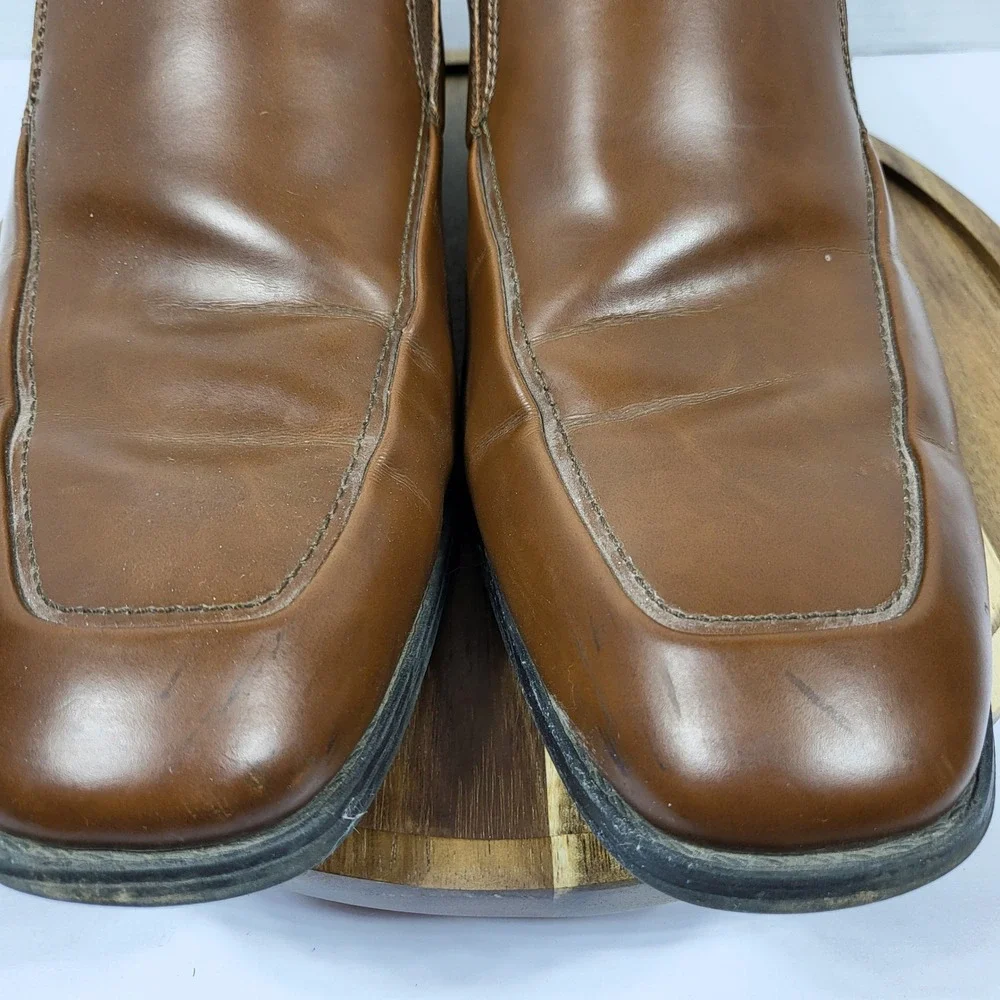 Apt 9 Shane Mens 12 Cognac Brown Square Toe Slip On Loafers APSHANECOGNAC‎